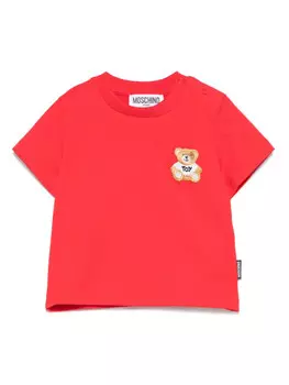Moschino Kids футболка с узором Teddy Bear, красный