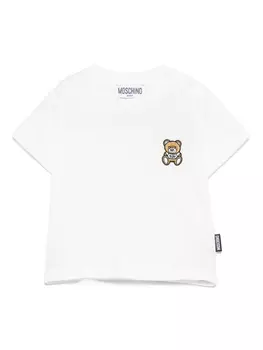 Moschino Kids футболка с узором Teddy Bear, белый