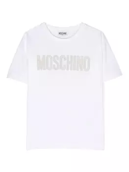 Moschino Kids футболка с вышитым логотипом, белый