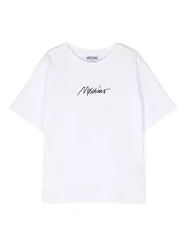 Moschino Kids футболка с вышитым логотипом, белый
