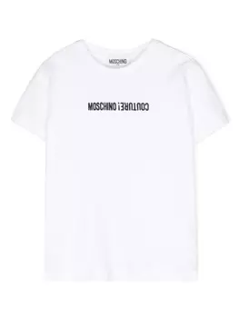 Moschino Kids футболка с вышитым логотипом, белый