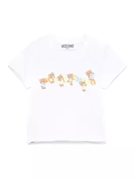 Moschino Kids футболка с вышитым логотипом, белый