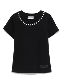 Moschino Kids футболка с вышитым логотипом, черный