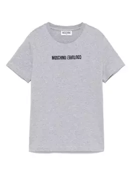 Moschino Kids футболка с вышитым логотипом, серый