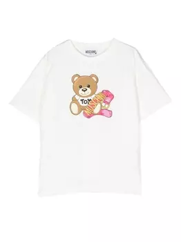 Moschino Kids футболка Teddy Bear, белый