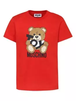 Moschino Kids футболка Teddy Bear, красный