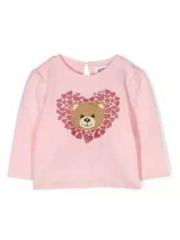 Moschino Kids футболка Teddy Bear с длинными рукавами, розовый