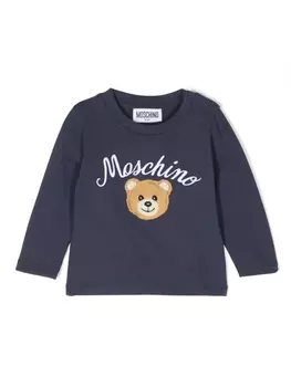 Moschino Kids футболка Teddy Bear с длинными рукавами, синий