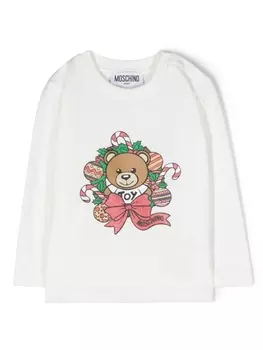 Moschino Kids футболка Teddy Bear с графичным принтом, белый