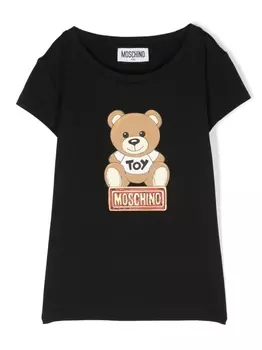 Moschino Kids футболка Teddy Bear с круглым вырезом, черный