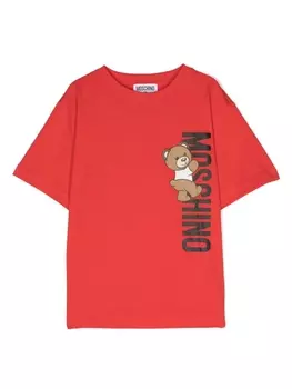Moschino Kids футболка Teddy Bear с логотипом, красный