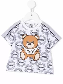 Moschino Kids футболка Teddy Bear с логотипом, белый