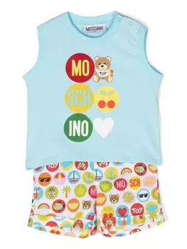 Moschino Kids graphic-print shorts set, синий