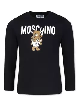 Moschino Kids хлопковая толстовка с логотипом, черный