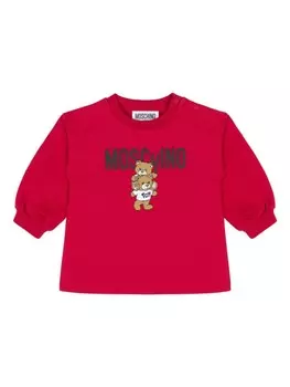 Moschino Kids хлопковая толстовка с принтом «Медвежонок Тедди», красный