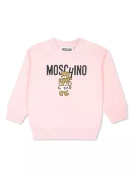 Moschino Kids хлопковая толстовка с принтом «Медвежонок Тедди», розовый