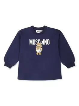 Moschino Kids хлопковая толстовка с принтом «Медвежонок Тедди», синий