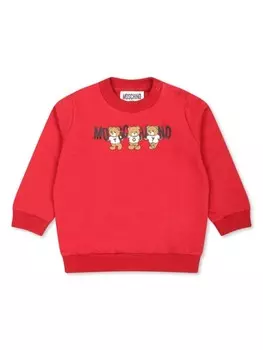 Moschino Kids хлопковая толстовка с принтом «Тедди», красный