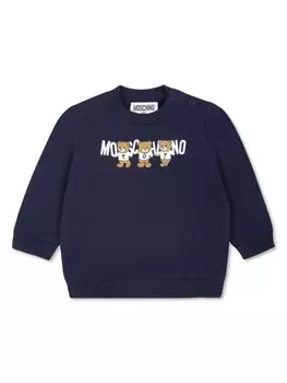 Moschino Kids хлопковая толстовка с принтом «Тедди», синий