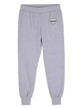 Moschino Kids хлопковые брюки с нашивкой-логотипом, серый