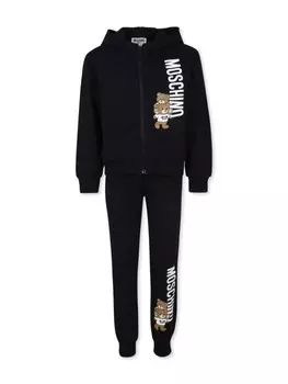 Moschino Kids хлопковый спортивный костюм с принтом Teddy Bear, черный