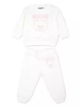 Moschino Kids хлопковый спортивный костюм Teddy Bear, белый
