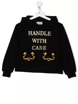 Moschino Kids худи Handle With Care, черный