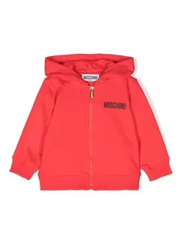 Moschino Kids худи на молнии с логотипом, красный