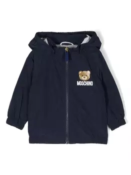 Moschino Kids худи на молнии с принтом Teddy Bear, синий