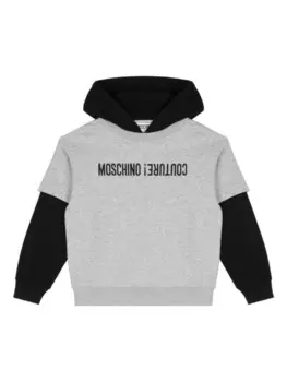 Moschino Kids худи с логотипом, серый