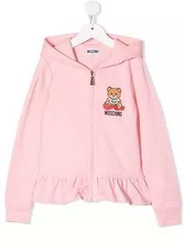Moschino Kids худи с оборками и логотипом, розовый