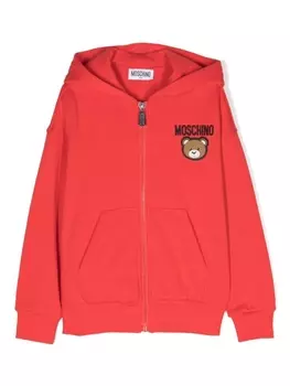 Moschino Kids худи Teddy Bear на молнии, красный