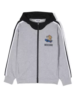 Moschino Kids худи Teddy Bear на молнии, серый