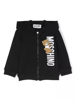 Moschino Kids худи Teddy Bear на молнии, черный