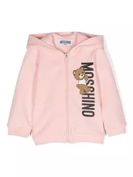 Moschino Kids худи Teddy Bear на молнии, розовый