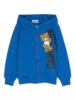 Moschino Kids худи Teddy Bear на молнии, синий
