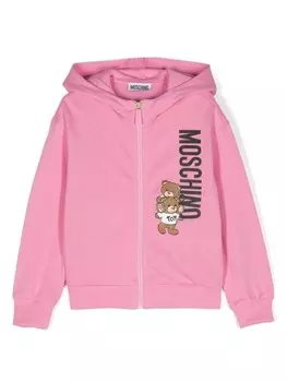 Moschino Kids худи Teddy Bear на молнии, розовый