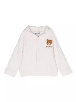 Moschino Kids кардиган с капюшоном и вышитым логотипом, белый