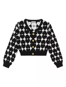 Moschino Kids кардиган с вышивкой, черный