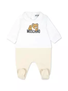 Moschino Kids комбинезон для новорожденного с принтом teddy bear, нейтральный цвет