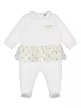 Moschino Kids комбинезон для новорожденного с вышитым логотипом, белый