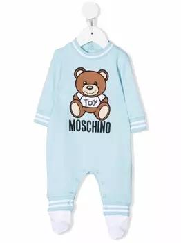 Moschino Kids комбинезон для новорожденного с вышивкой Teddy, синий