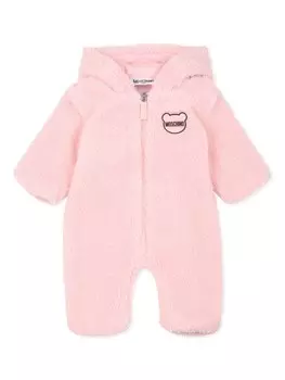Moschino Kids комбинезон из флиса с аппликацией, розовый