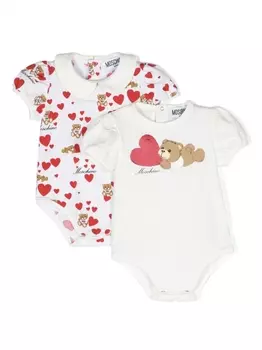 Moschino Kids комбинезон с логотипом, белый