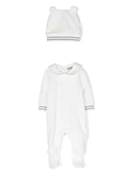 Moschino Kids комбинезон с монограммой, белый