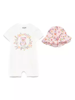 Moschino Kids комбинезон с принтом плюшевого мишки, белый