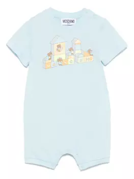 Moschino Kids комбинезон с принтом плюшевого мишки, синий