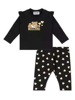 Moschino Kids комплект брюк из хлопка с принтом «Медвежонок Тедди», черный