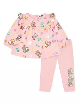 Moschino Kids комплект брюк с принтом «Медвежонок Тедди», розовый
