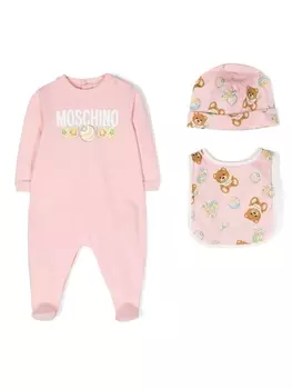 Moschino Kids комплект для новорожденного с логотипом, розовый